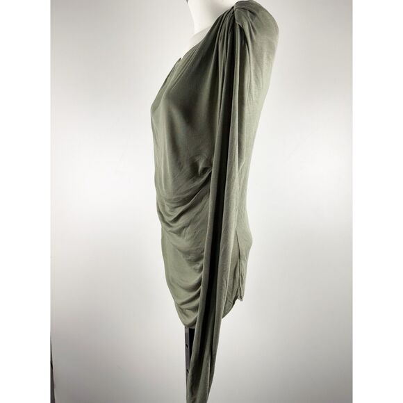 Free People Intimately Night We Met Ribbed Ruched Top Long Sleeve Large Olive - Picture 2 of 4